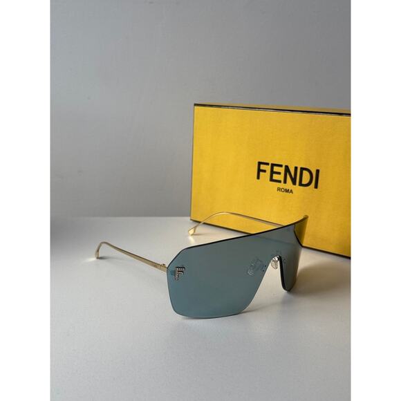 NEW Fendi FE4121US First Rimless Blue Gold Mask Sunglasses main image 5